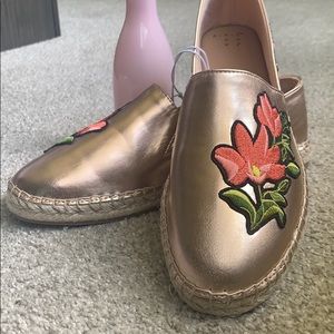 Pink espadrille slip on shoes